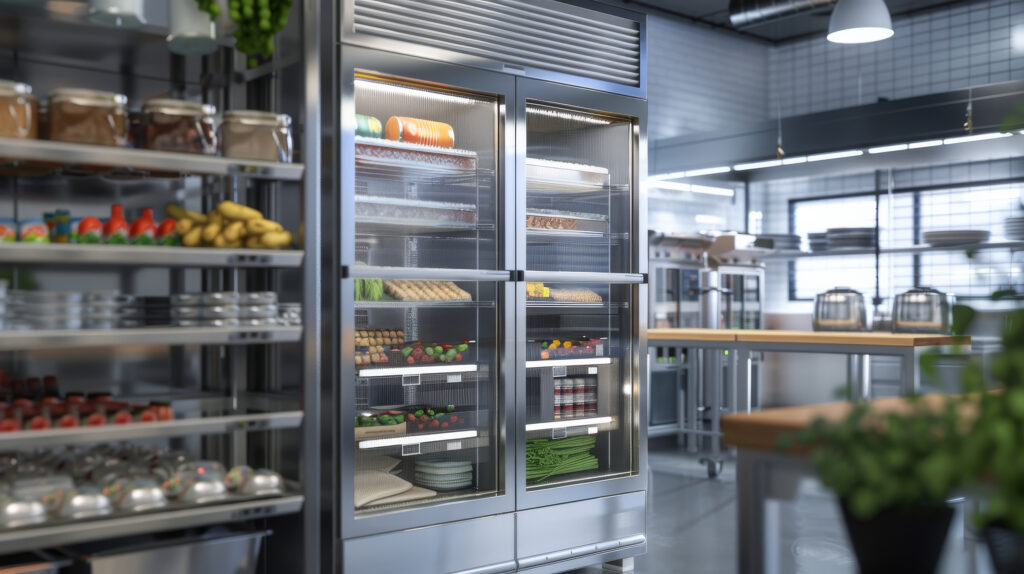 a refrigerator with food in it